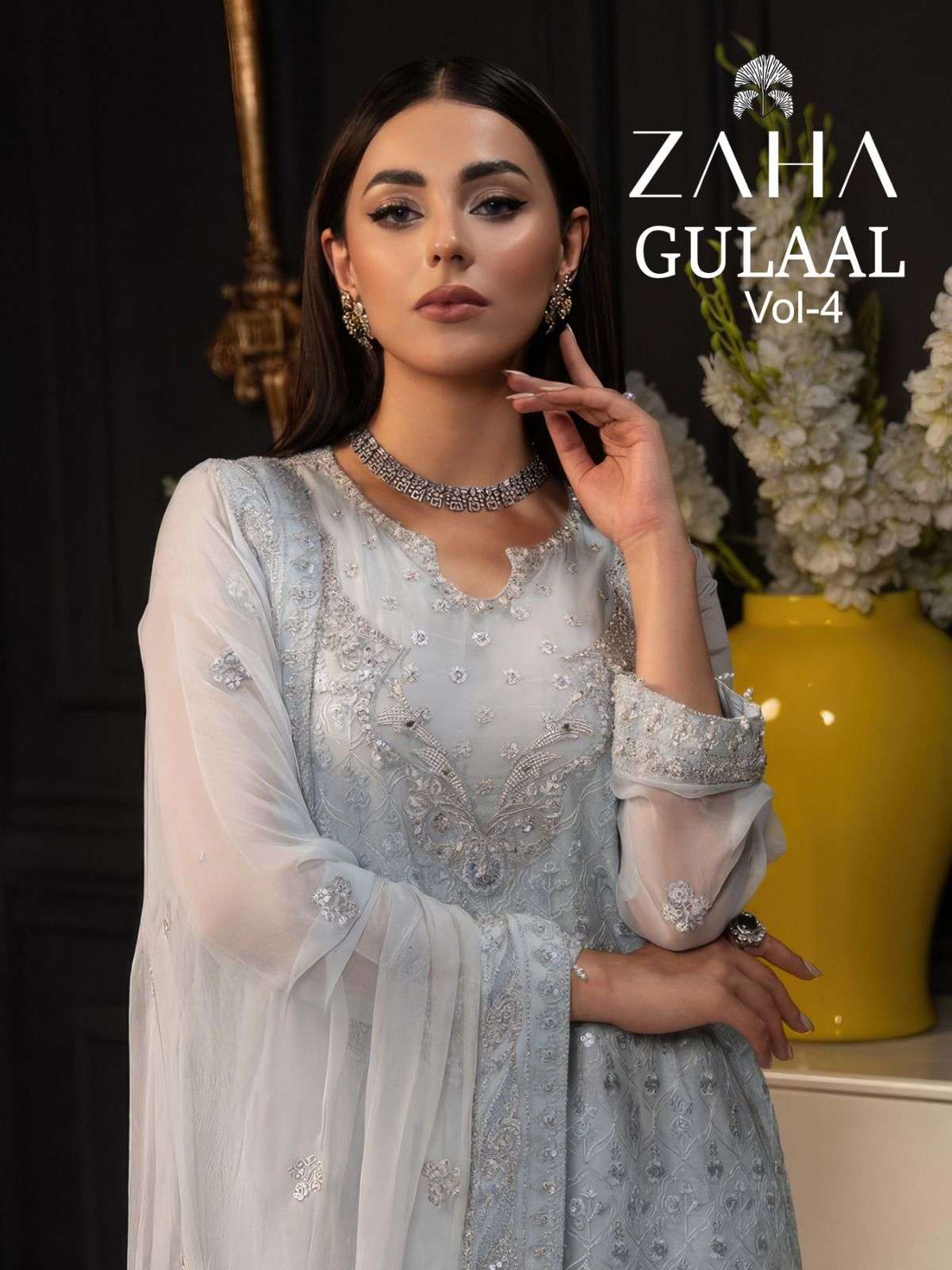 GULAAL VOL4 BY ZAHA 10244 TO 10246 SERIES GEORGETTE HEAVY EMBROIDERY PAKISTANI DRESSES