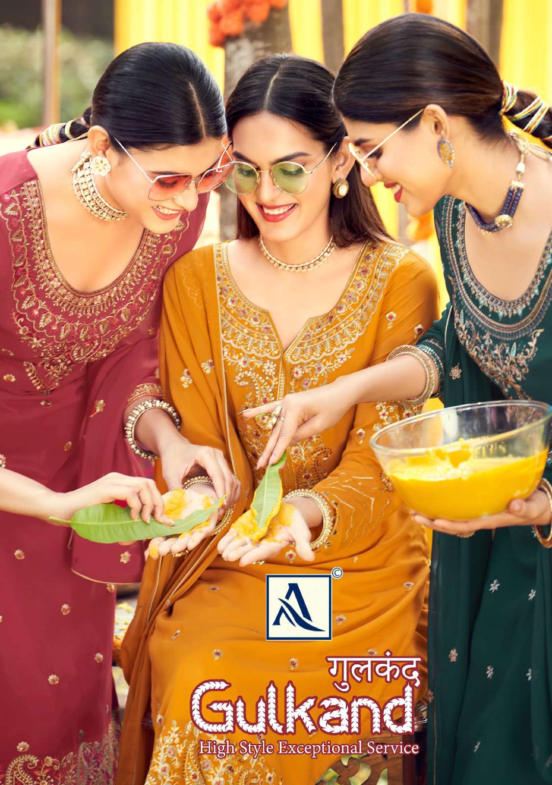 GULKAND BY ALOK SUIT 1185-001 TO 1185-006 SERIES PURE GEORGETTE EMBROIDERY WORK DRESSES