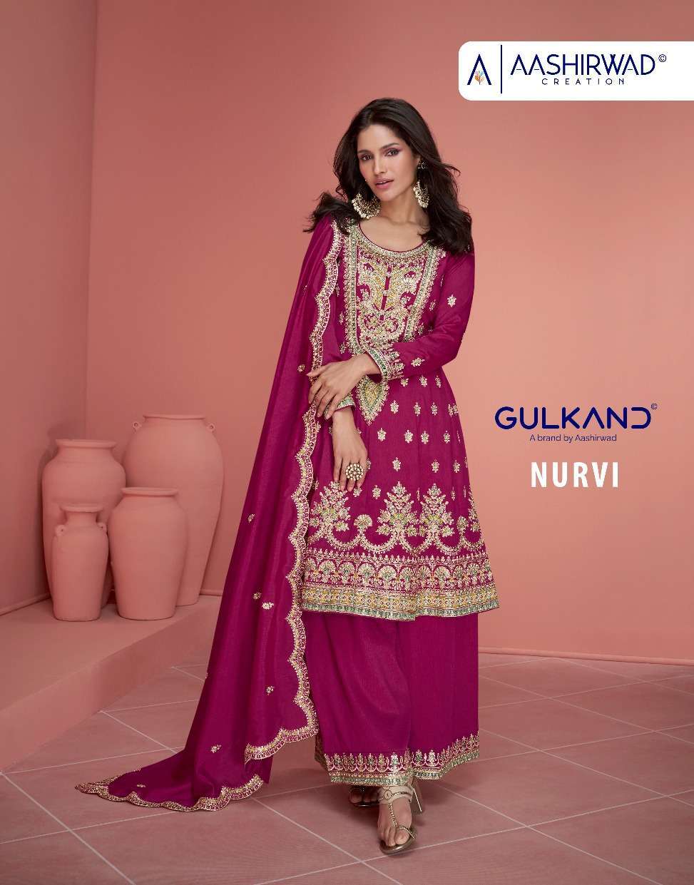 GULKAND NURVI BY AASHIRWAD CREATION 9820 & 9821 SERIES PREMIUM SILK WORK DRESSES