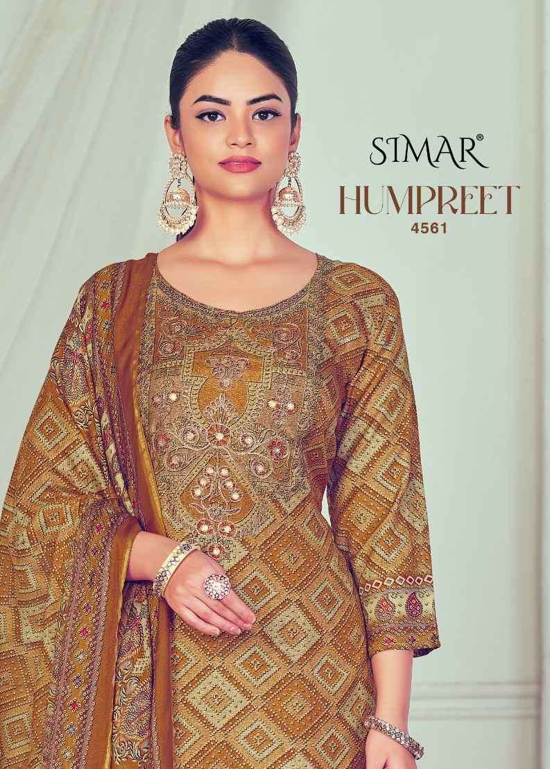 HUMPREET BY SIMAR 4561-A TO 4561-E SERIES SILK PRINT HAND WORK DRESSES