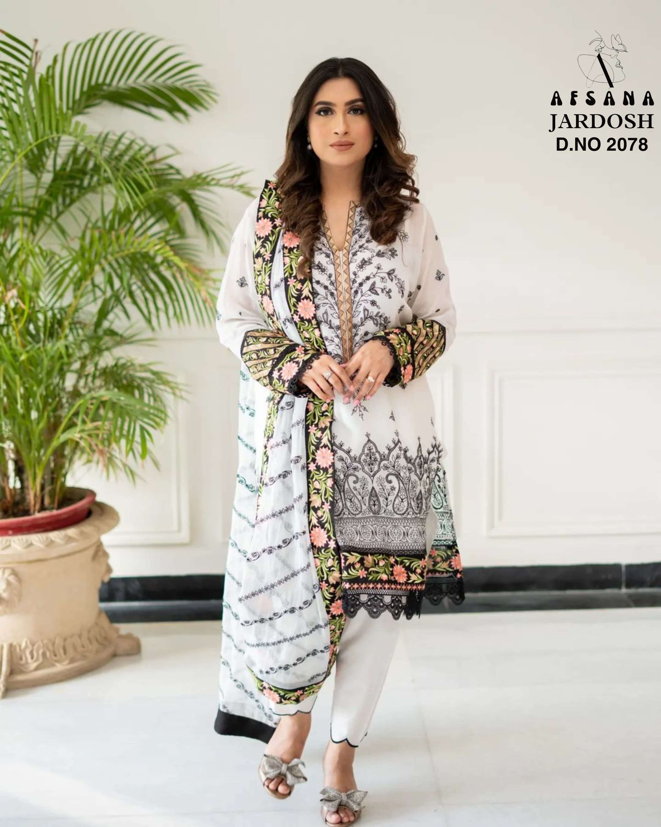 JARDOSH 2078 BY AFSANA MUSLIN EMBROIDERY WORK READYMADE DRESS