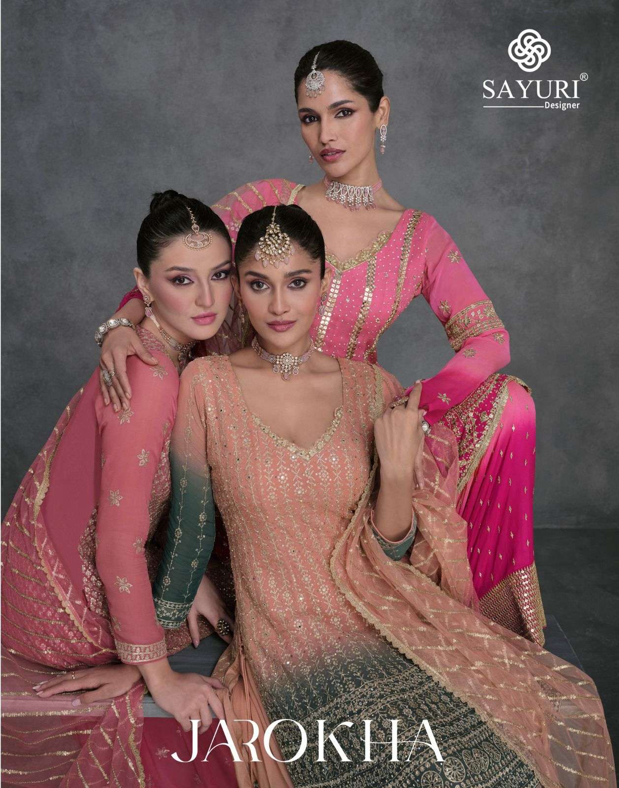 JAROKHA BY SAYURI 5441 TO 5443 SERIES GEORGETTE EMBROIDERY WORK READYMADE DRESSES