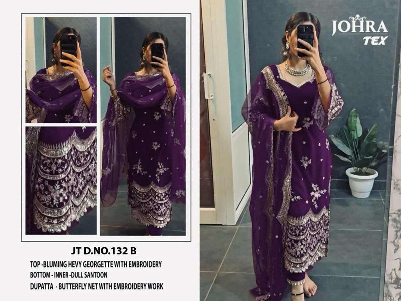 JT-132 B HIT DESIGN BY JOHRA TEX BLOOMING GEORGETTE WORK PAKISTANI DRESS