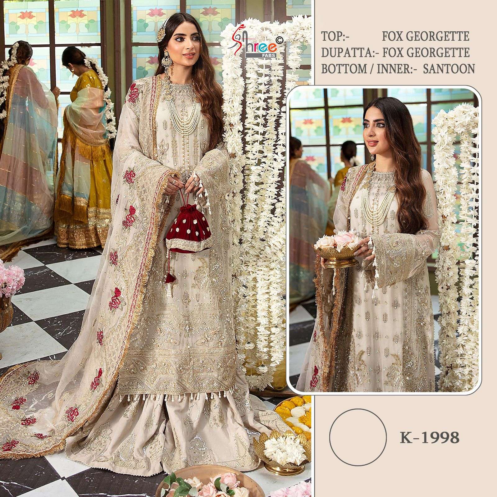 K-1998 HIT DESIGN BY SHREE FABS FAUX GEORGETTE HEAVY EMBROIDERY PAKISTANI DRESS