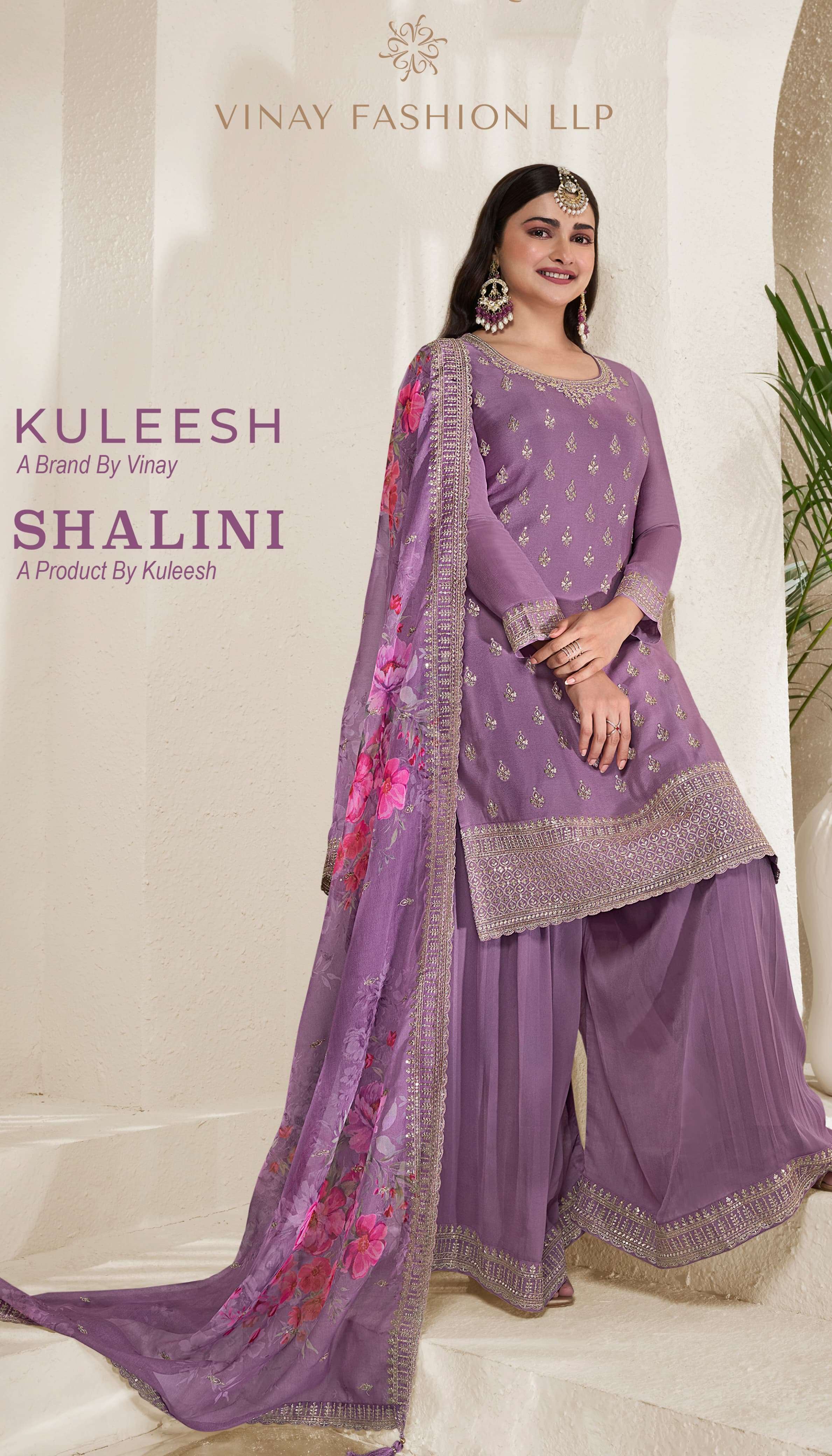 KULEESH SHALINI BY VINAY FASHION 67651 TO 67656 SERIES CHINON EMBROIDERY WORK DRESSES