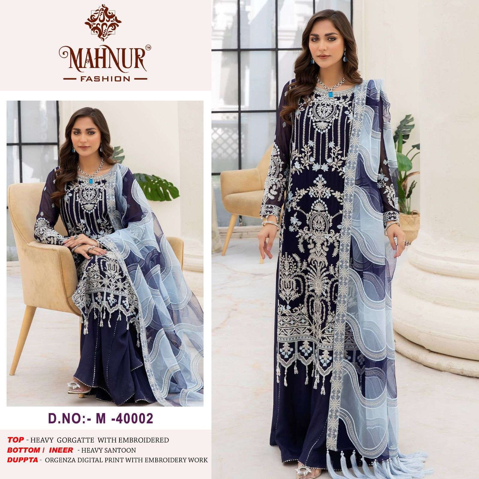 M-40002 HIT DESIGN BY MAHNUR FASHION HEAVY GEORGETTE WORK PAKISTANI DRESS