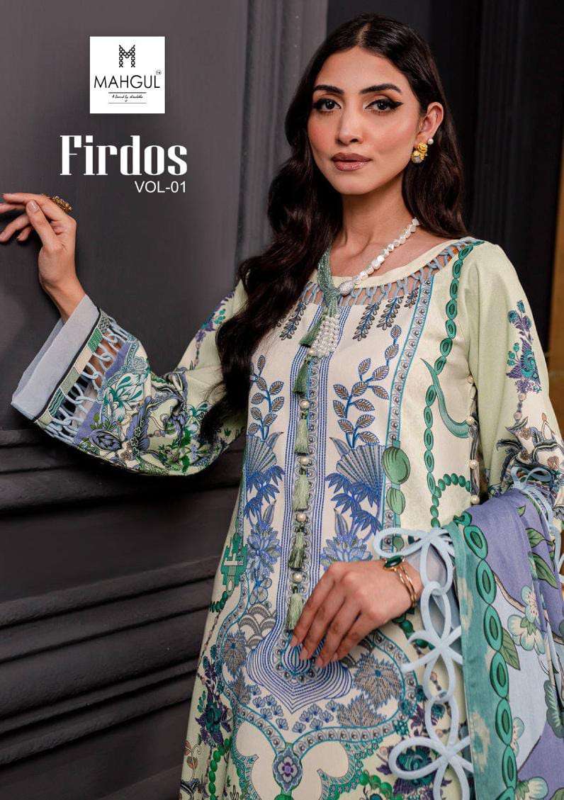 MAHGUL FIRDOS VOL-1 BY SHRADDHA NX 1001 TO 1006 SERIES LAWN COTTON PRINT WORK DRESSES