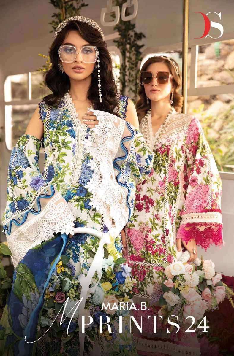 MARIA.B.M PRINTS-24 BY DEEPSY SUITS 4051 TO 4058 SERIES COTTON PRINT WORK PAKISTANI DRESSES