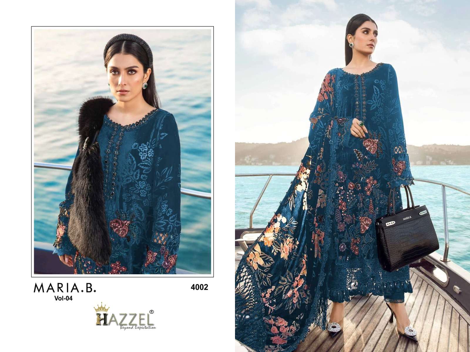 MARIA.B. VOL-4 BY HAZZEL 4002 TO 4004 SERIES RAYON COTTON EMBROIDERY WORK DRESSES