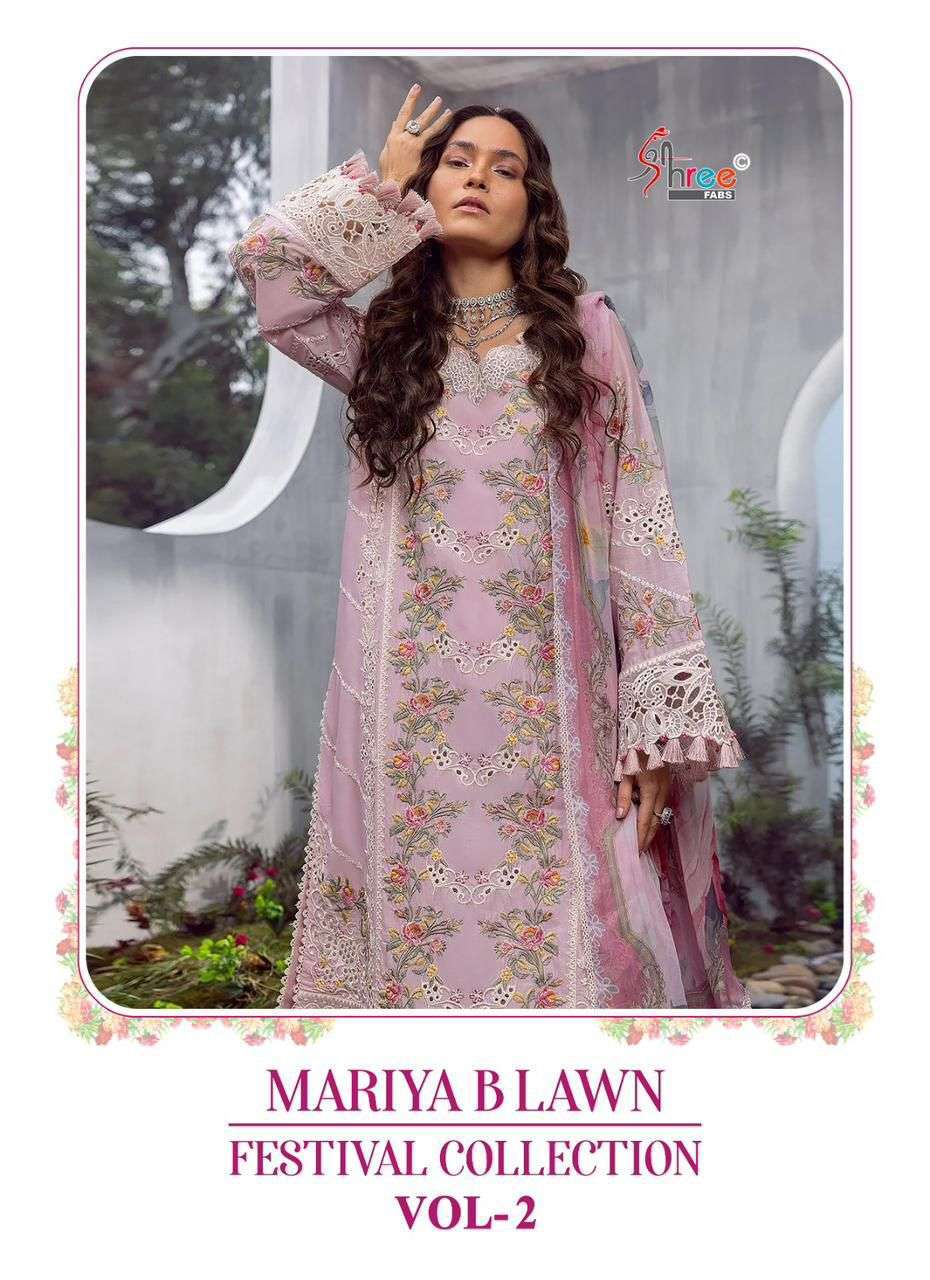 MARIYA B LAWN FESTIVAL COLLECTION VOL-2 BY SHREE FABS 3521 TO 3526 SERIES LAWN COTTON DRESSES