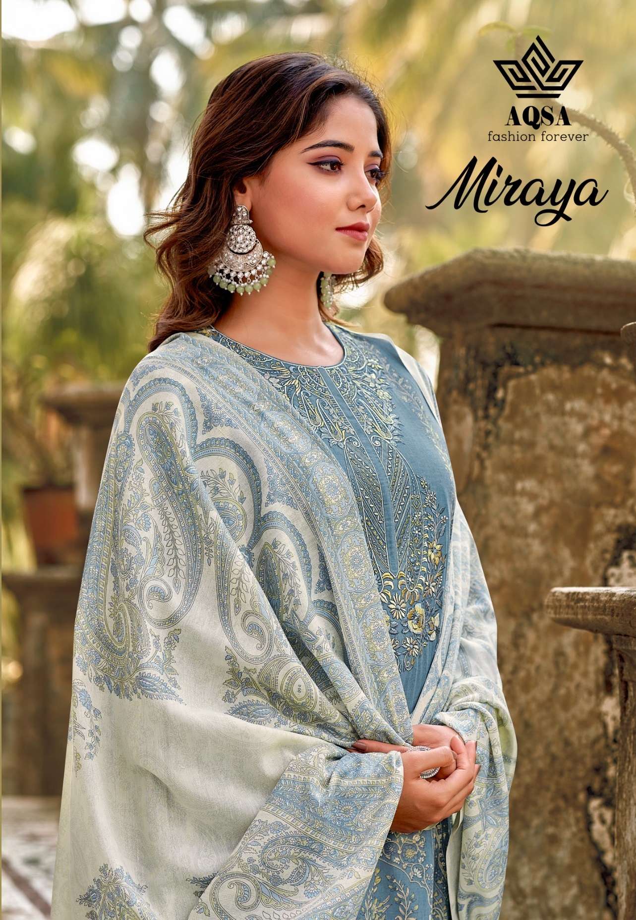 MIRAYA BY AQSA 1001 TO 1006 SERIES CAMBRIC COTTON PRINT WORK DRESSES