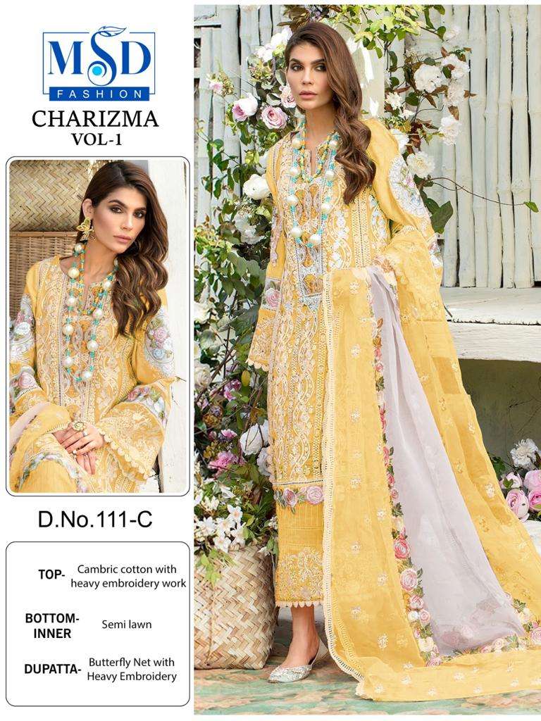 MSD CHARIZMA BY AQSAWHOLESALE CAMBRIC COTTON HEAVY WORK PAKISTANI DRESS