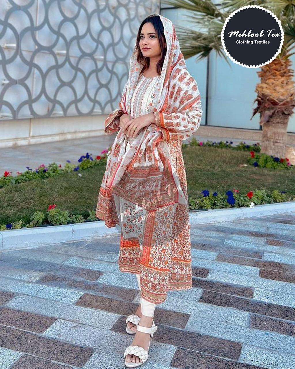 MT-1037 HIT DESIGN BY MEHBOOB TEX COTTON PRINT WORK PAKISTANI DRESS