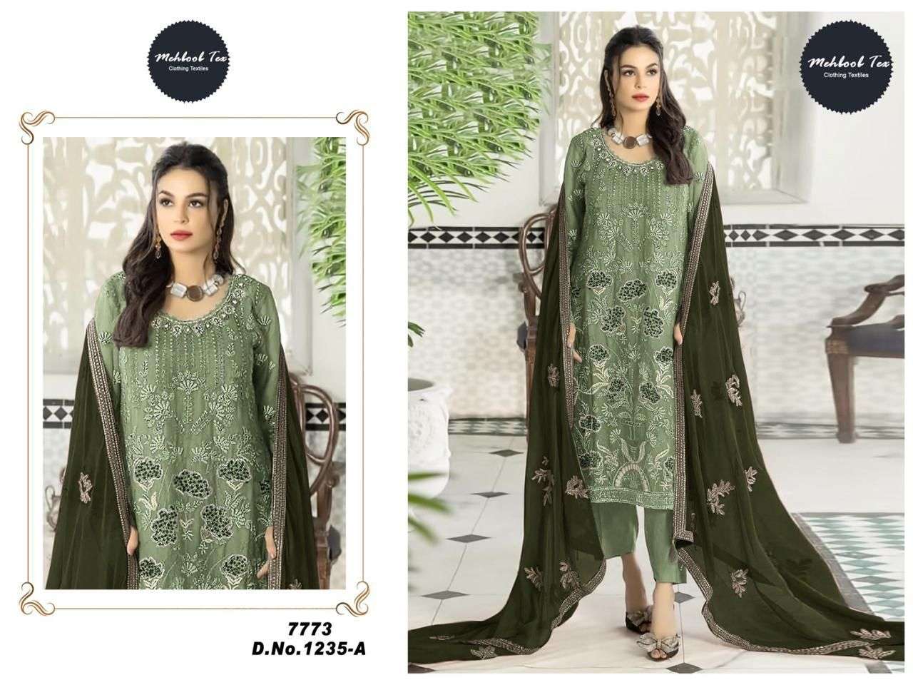 MT-1235 COLOURS BY MEHBOOB TEX 1235-A TO 1235-D SERIES GEORGETTE WORK PAKISTANI DRESSES