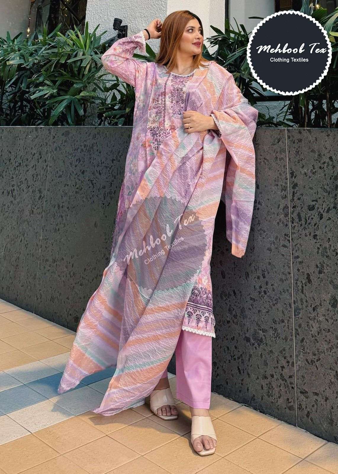 MT-1290 HIT DESIGN BY MEHBOOB TEX LAWN COTTON PRINT WORK PAKISTANI DRESS