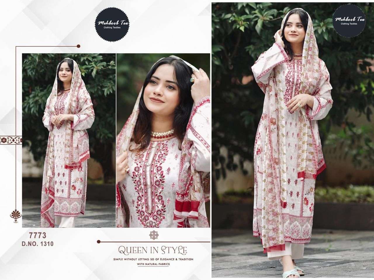 MT-1310 HIT DESIGN BY MEHBOOB TEX LAWN COTTON PRINT WORK PAKISTANI DRESS