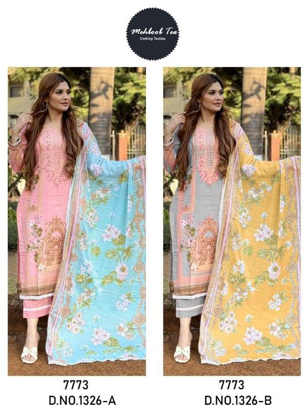 MT-1326 NX BY MEHBOOB TEX LAWN COTTON PRINT WORK PAKISTANI DRESSES