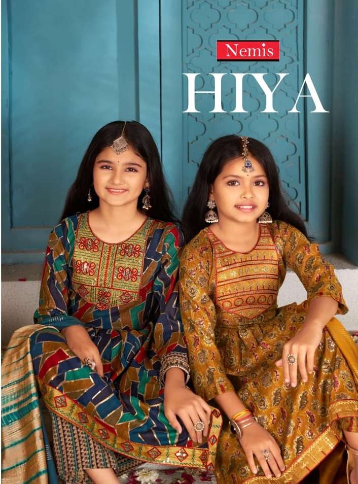 NEMIS HIYA VOL-1 BY AQSAWHOLESALE 1001 TO 1008 SERIES RAYON PRINT WORK KIDS DRESSES