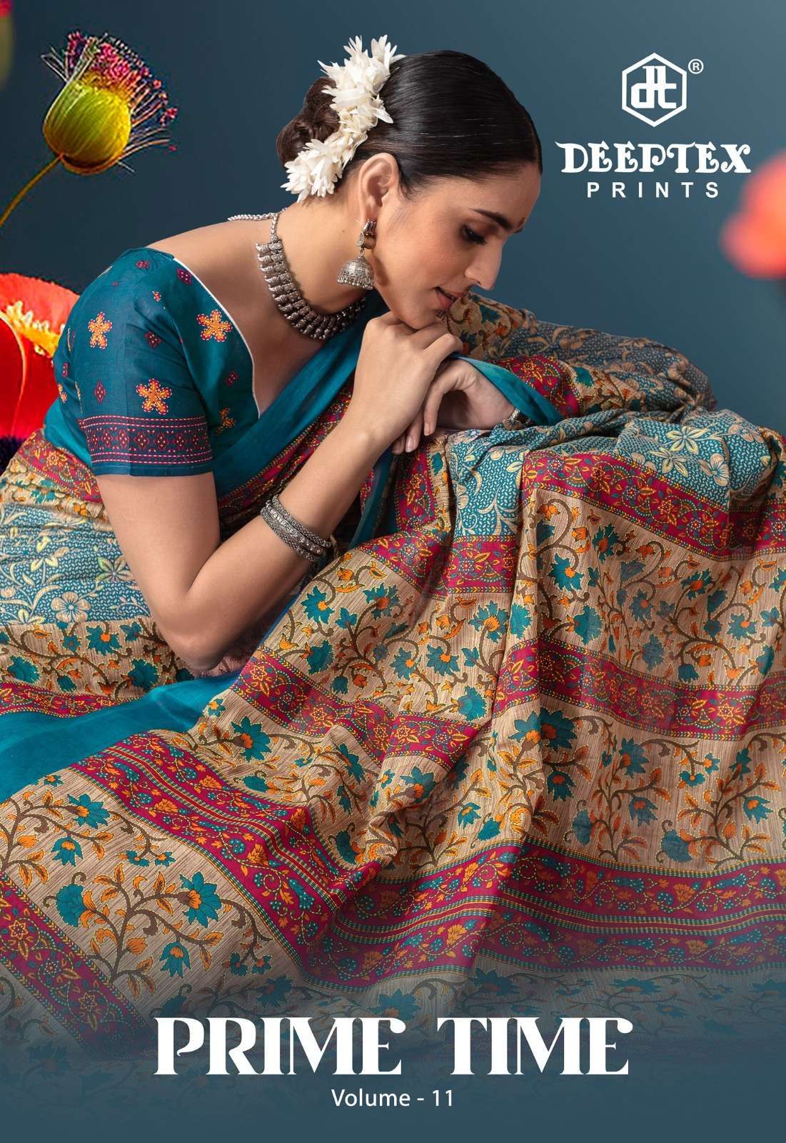 PRIME TIME VOL-11 BY DEEPTEX 1101 TO 1110 SERIES HEAVY COTTON PRINT SAREES