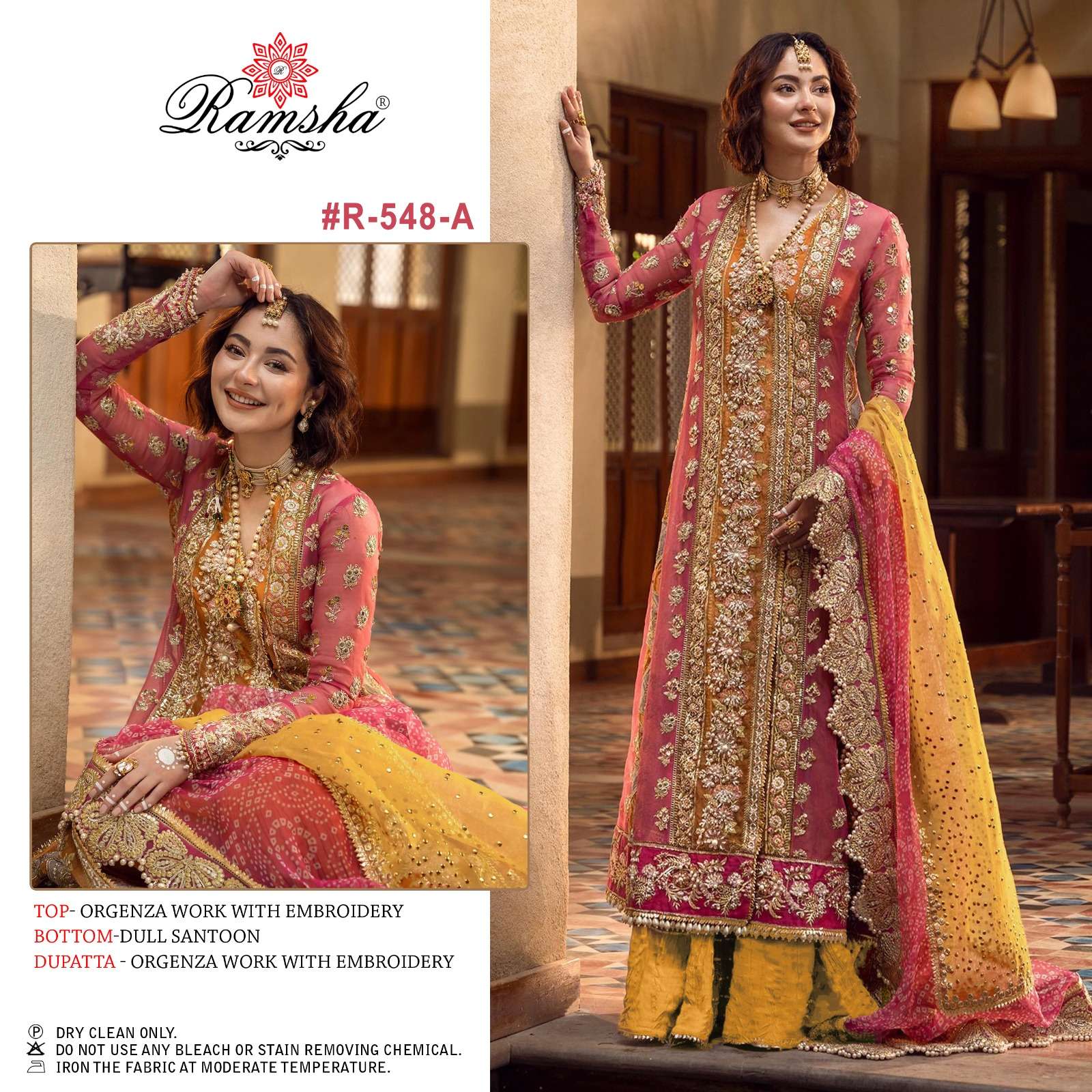 R-548 NX BY RAMSHA 548-A TO 548-D SERIES ORGANZA HEAVY EMBROIDERY WORK PAKISTANI DRESSES