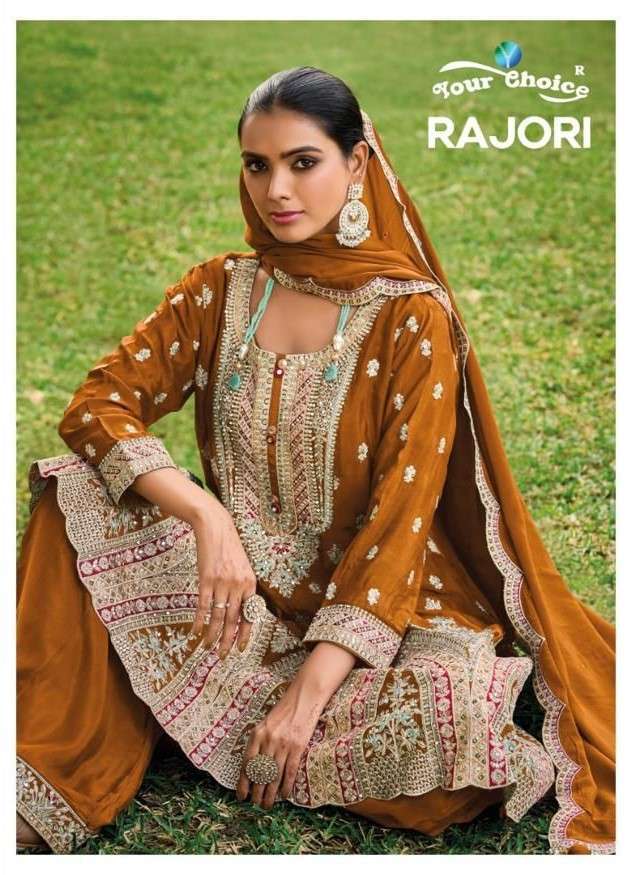 RAJORI BY YOUR CHOICE 4001 TO 4004 SERIES PURE CHINON HEAVY WORK READYMADE DRESSES