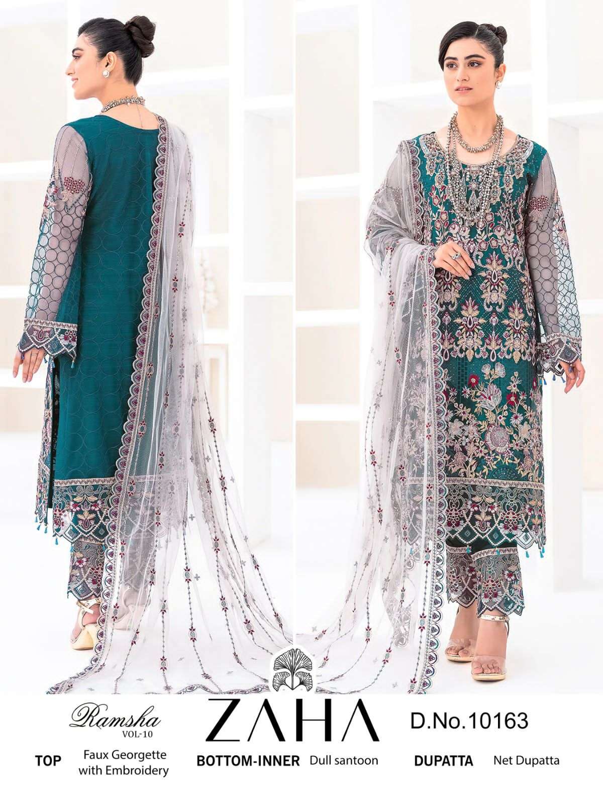 RAMSHA 10163 HIT DESIGN BY ZAHA GEORGETTE HEAVY EMBROIDERY PAKISTANI DRESS