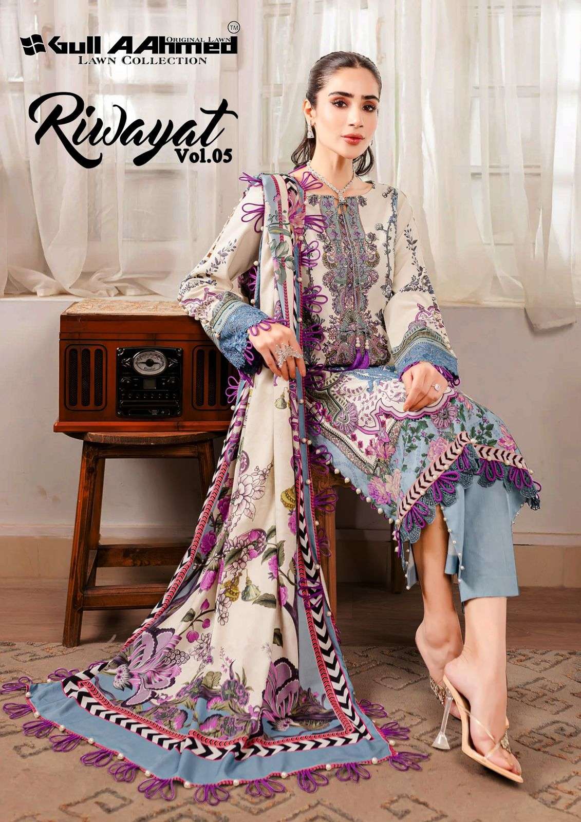 RIWAYAT VOL-5 BY GULL AAHMAD 5001 TO 5006 SERIES COTTON PRINT PAKISTANI DRESSES