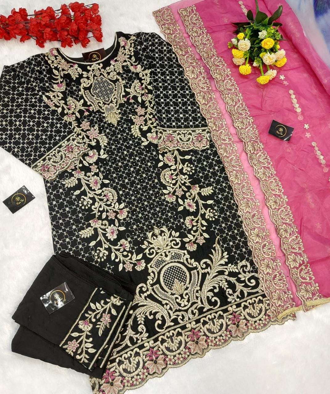 ROSE TEX D-139 BY AQSAWHOLESALE ORGANZA HEAVY EMBROIDERY WORK PAKISTANI DRESS