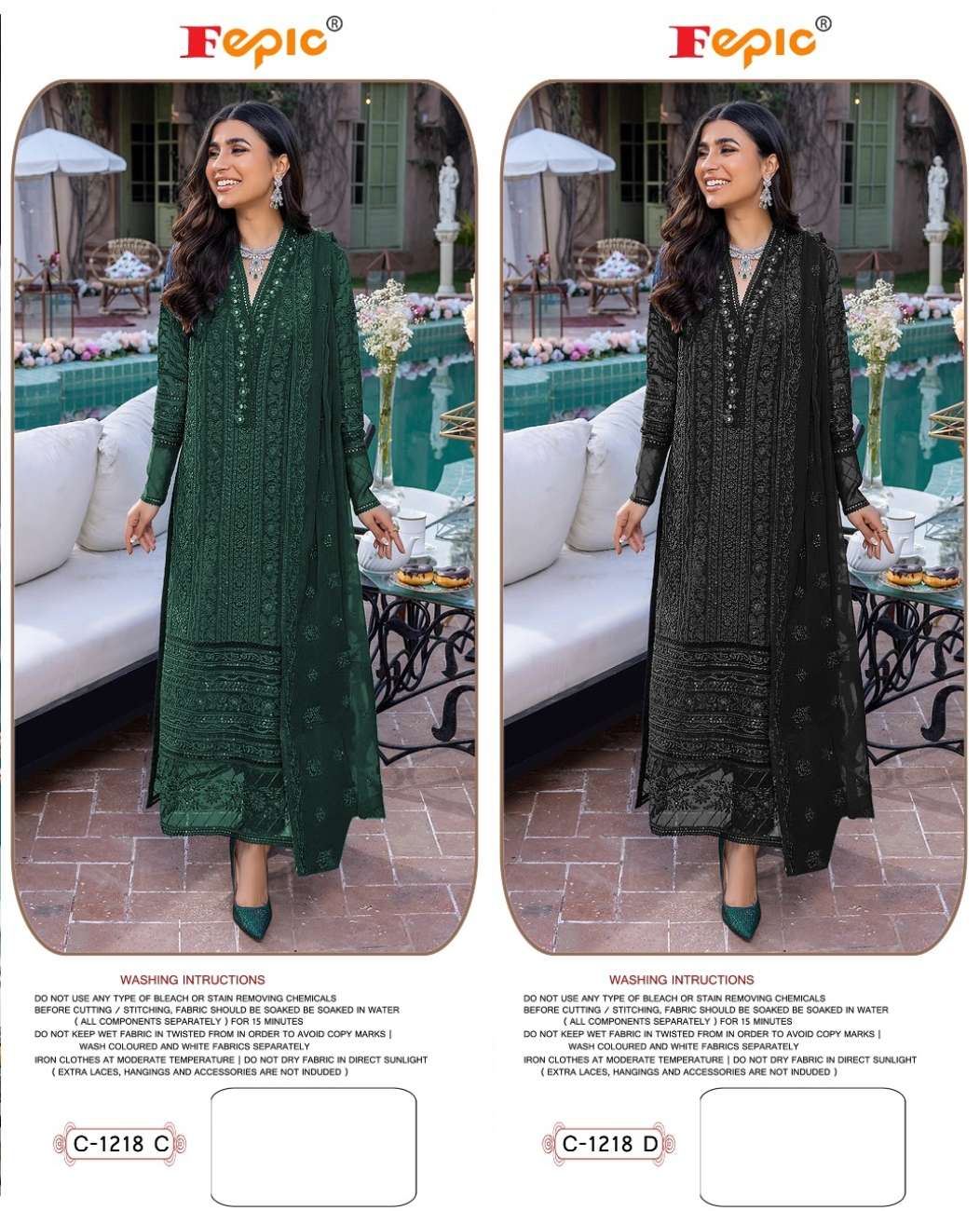 ROSEMEEN 1218 NX BY FEPIC 1218-C & 1218-D SERIES FAUX GEORGETTE WORK PAKISTANI DRESSES