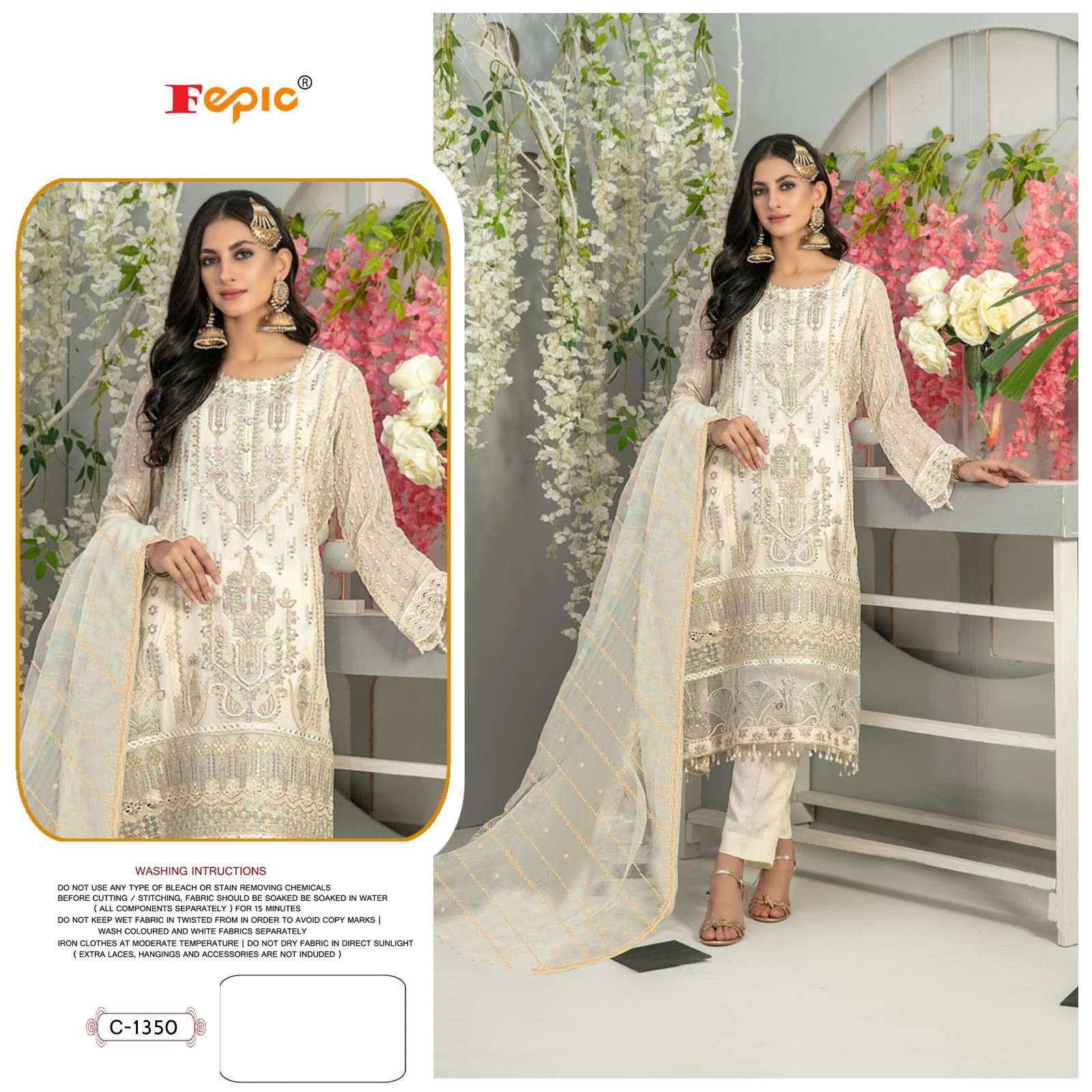 ROSEMEEN 1350 HIT DESIGN BY FEPIC GEORGETTE EMBROIDERY WORK PAKISTANI DRESS