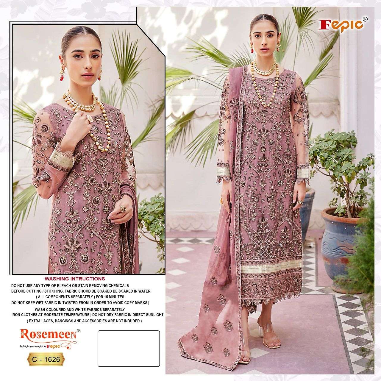 ROSEMEEN 1629 HIT DESIGN BY FEPIC GEORGETTE EMBROIDERY WORK PAKISTANI DRESS