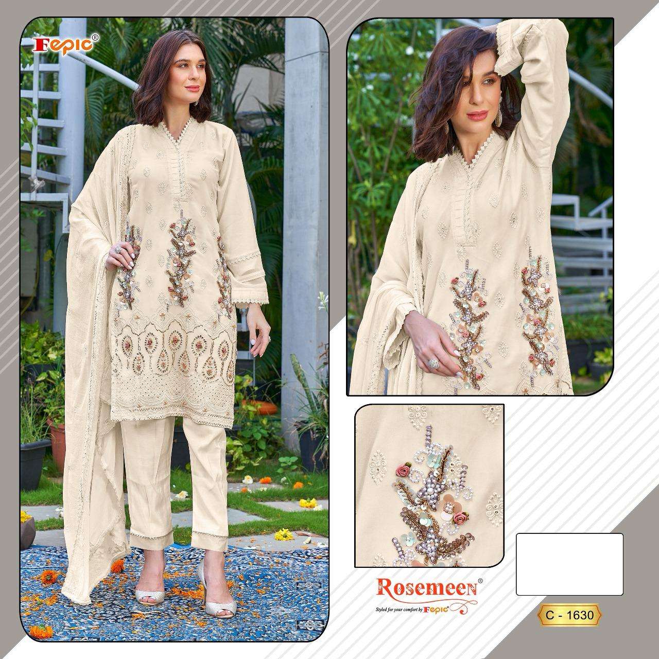 ROSEMEEN 1630 COLOURS BY FEPIC 1630-A TO 1630-C SERIES GEORGETTE WORK PAKISTANI DRESSES