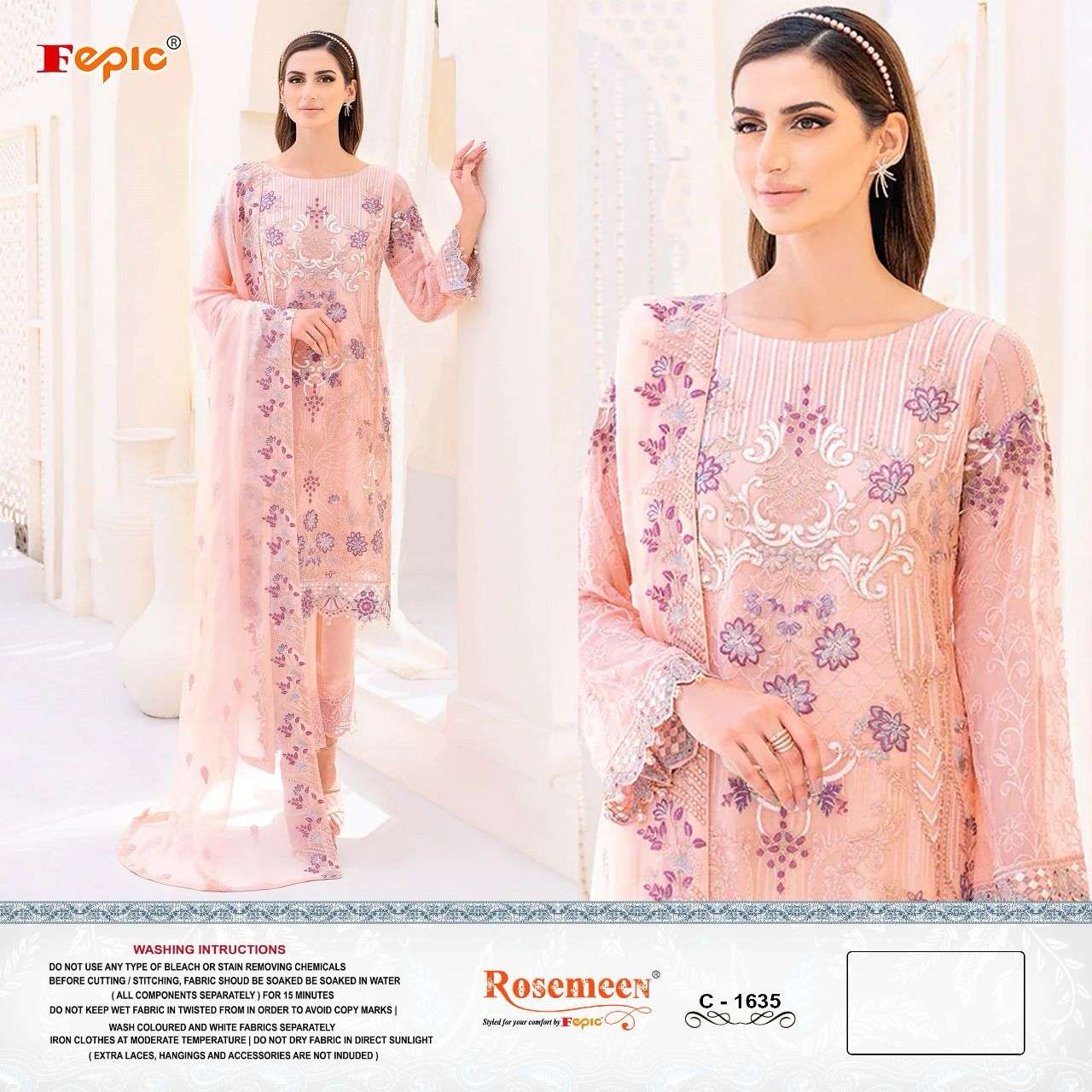 ROSEMEEN 1635 HIT DESIGN BY FEPIC GEORGETTE HEAVY EMBROIDERY WORK PAKISTANI DRESS