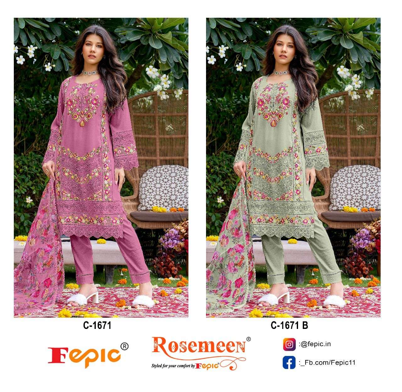 ROSEMEEN 1671 NX BY FEPIC GEORGETTE HEAVY EMBROIDERY WORK PAKISTANI DRESSES