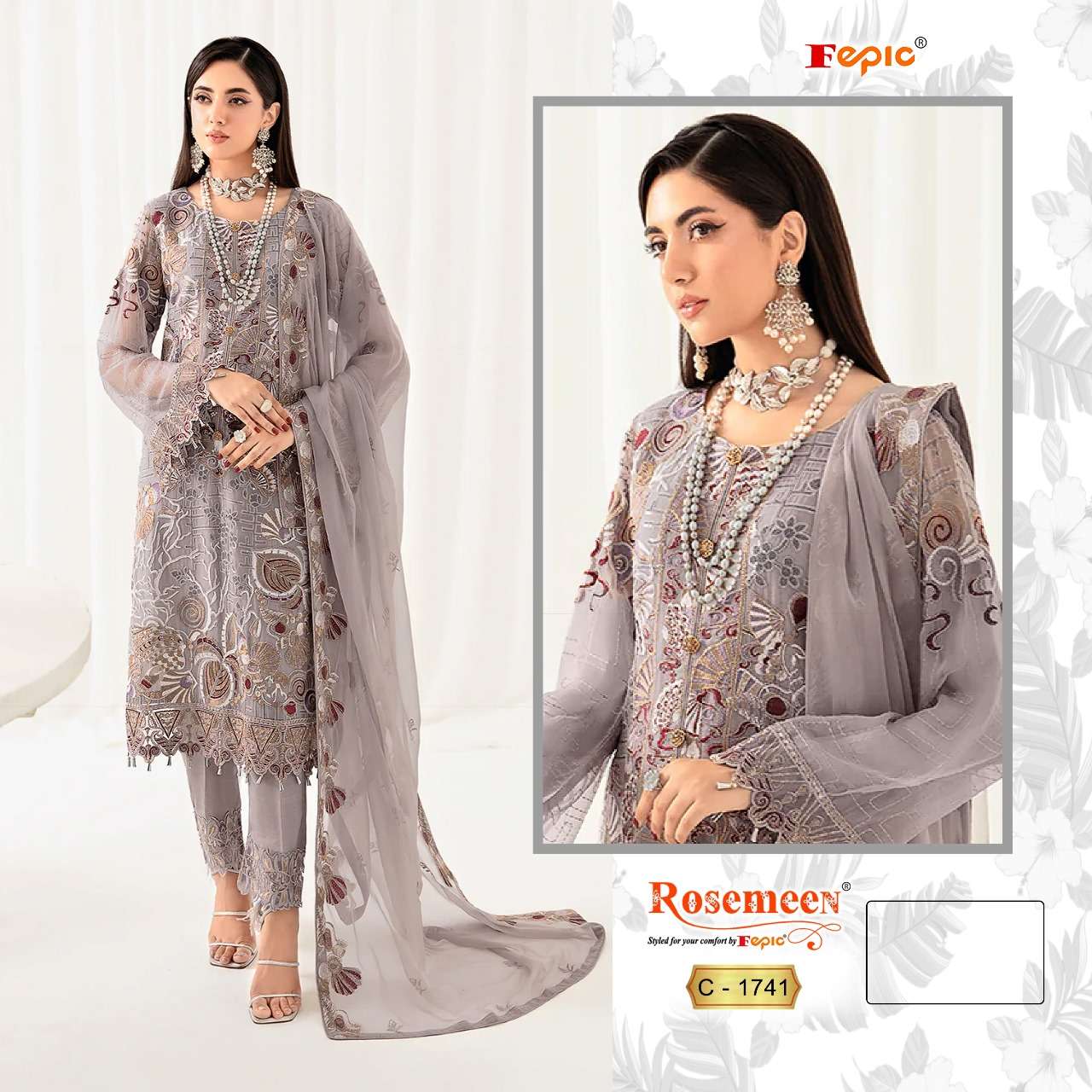 ROSEMEEN 1741 HIT DESIGN BY FEPIC GEORGETTE EMBROIDERY WORK PAKISTANI DRESS