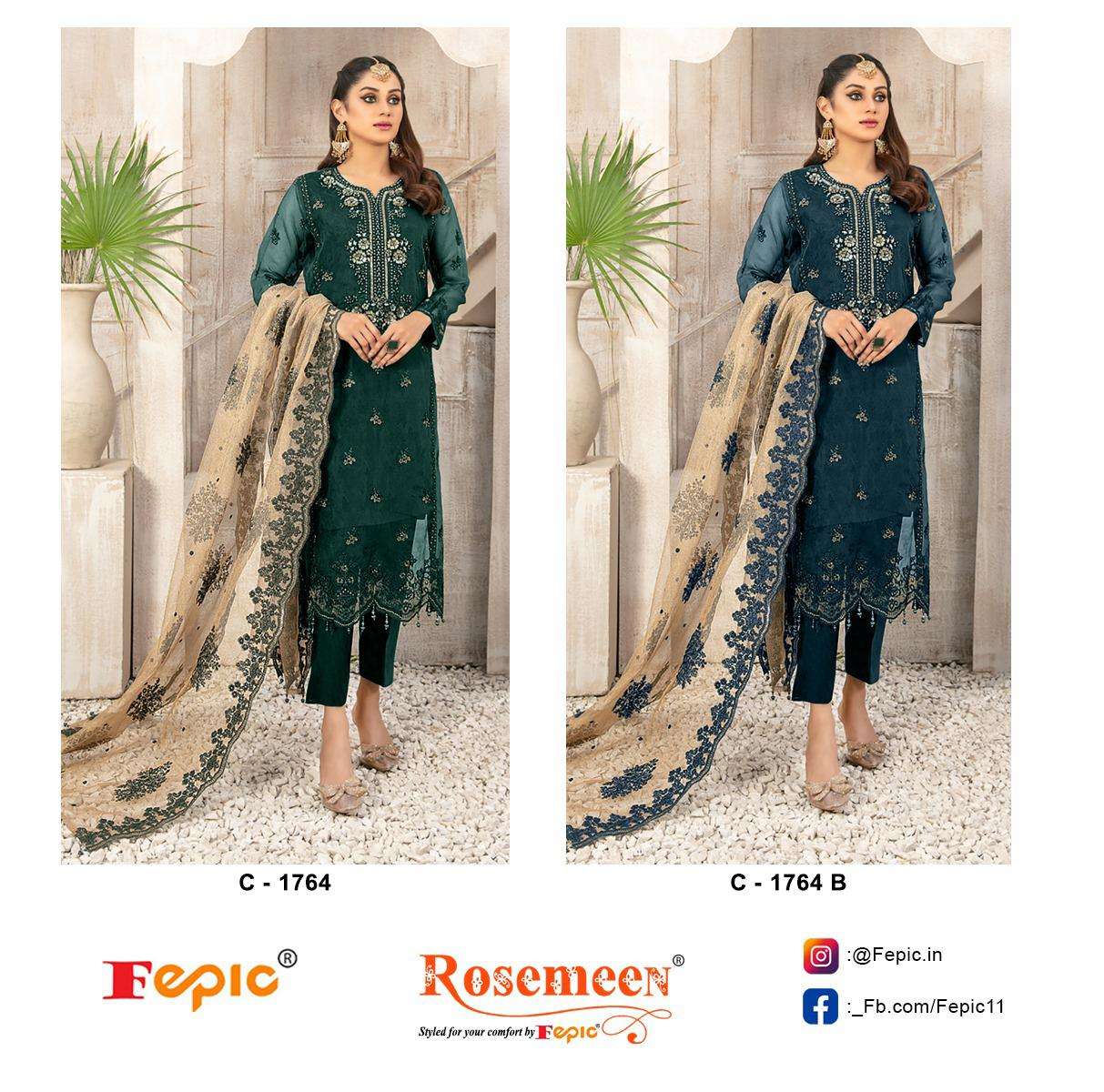 ROSEMEEN 1764 NX BY FEPIC 1764-A AND 1764-B SERIES ORGANZA WORK PAKISTANI DRESSES