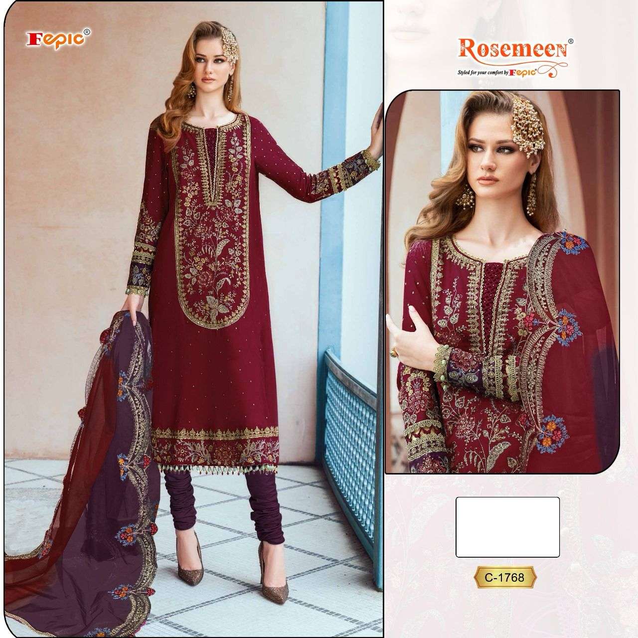 ROSEMEEN 1768 HIT DESIGN BY FEPIC ORGANZA HEAVY EMBROIDERY PAKISTANI DRESS