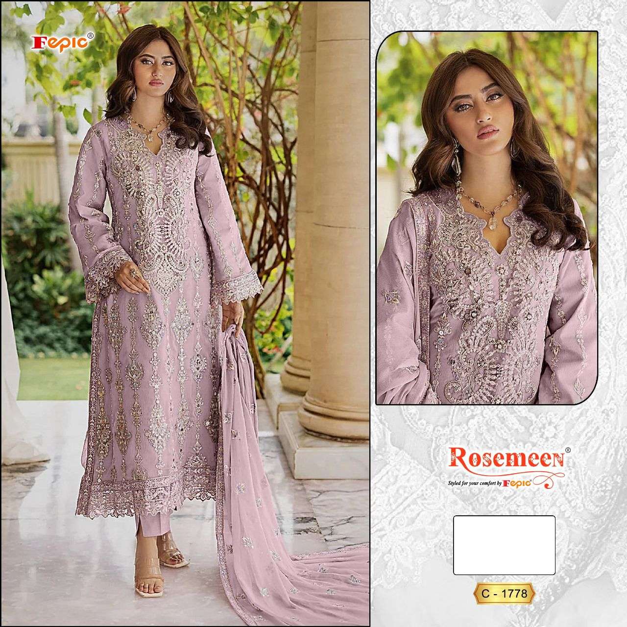 ROSEMEEN 1778 COLOURS BY FEPIC 1778-A TO 1778-D SERIES GEORGETTE WORK PAKISTANI DRESSES