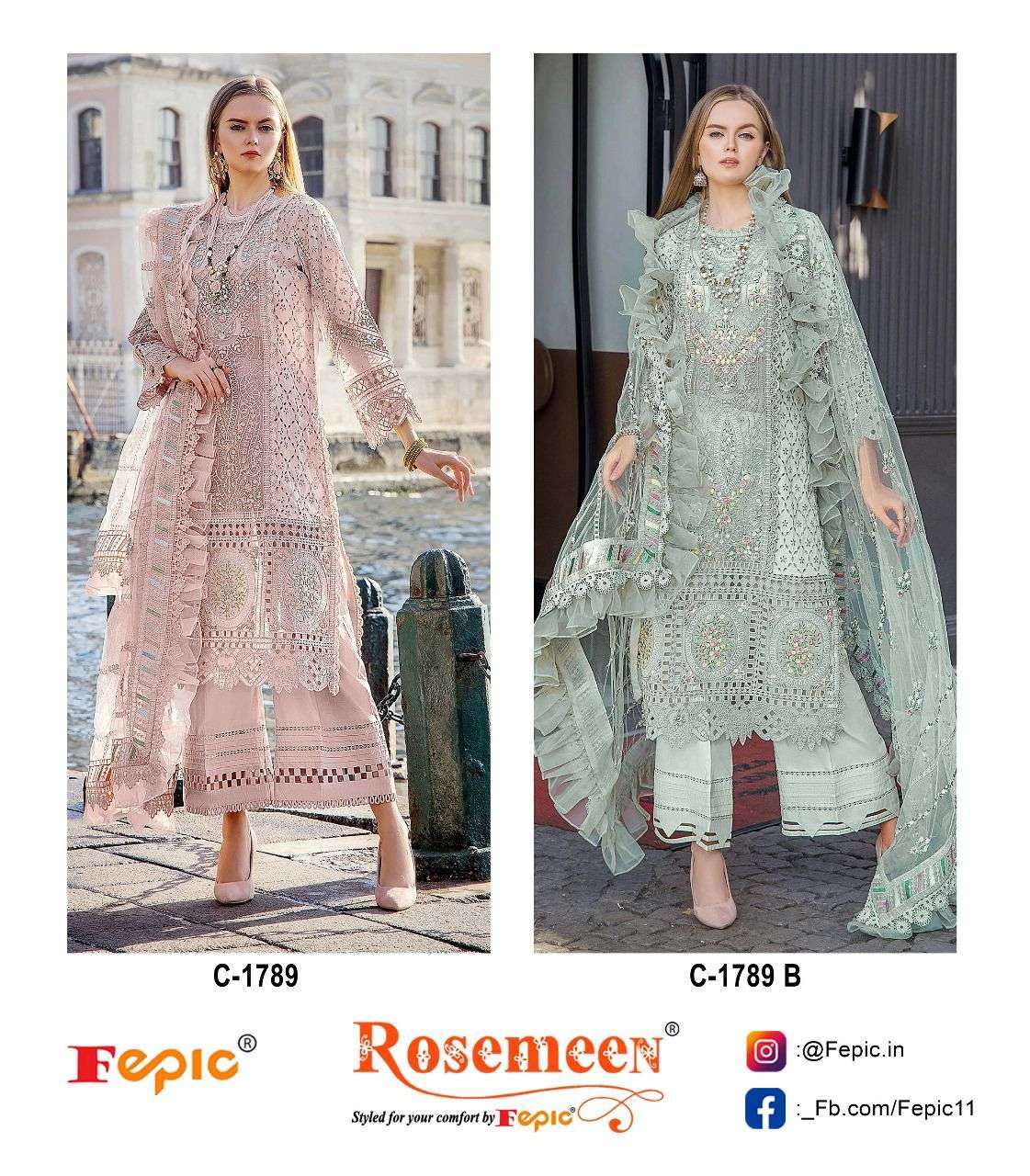 ROSEMEEN 1789 NX BY FEPIC PURE COTTON EMBROIDERY WORK PAKISTANI DRESSES