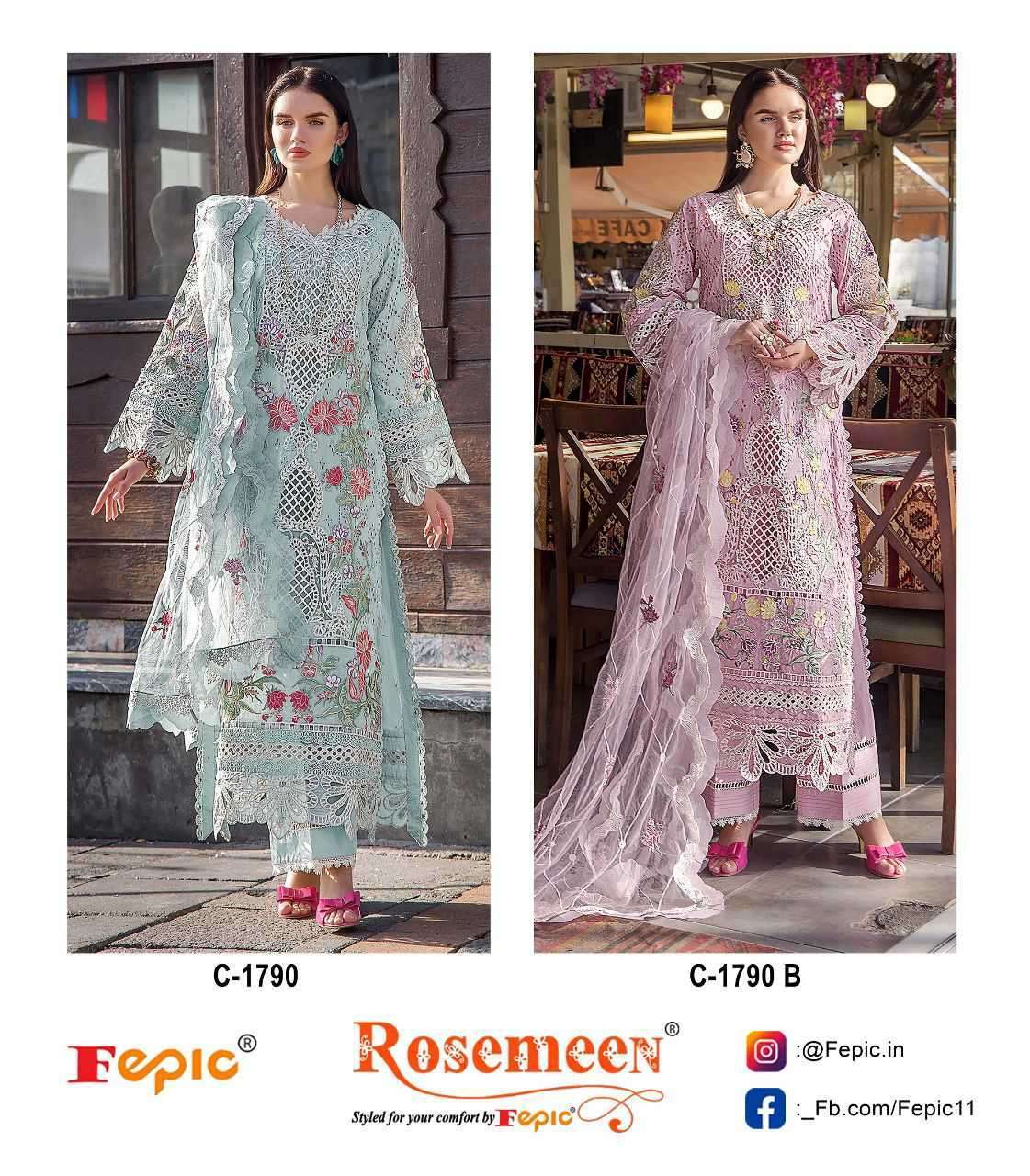 ROSEMEEN 1790 NX BY FEPIC PURE COTTON HEAVY EMBROIDERY WORK DRESSES