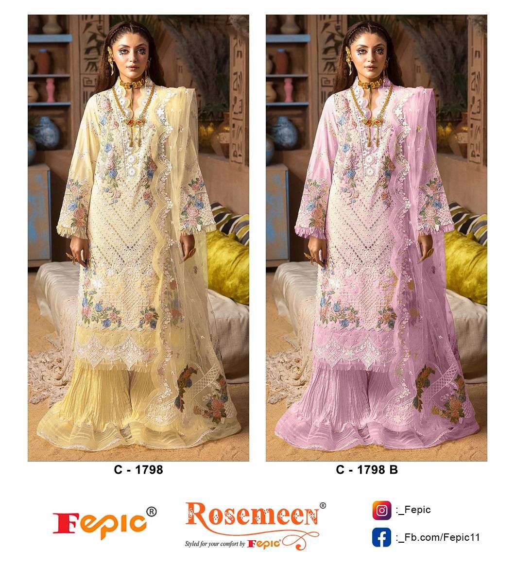 ROSEMEEN 1798 NX BY FEPIC PURE COTTON HEAVY EMBROIDERY WORK PAKISTANI DRESSES