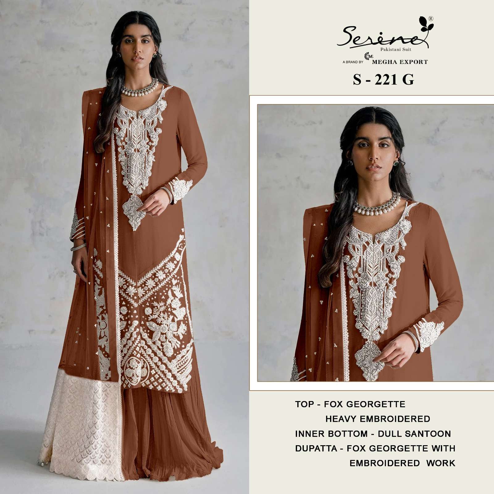 S-221 COLOURS BY SERINE 221-A TO 221-D SERIES FAUX GEORGETTE HEAVY WORK DRESSES