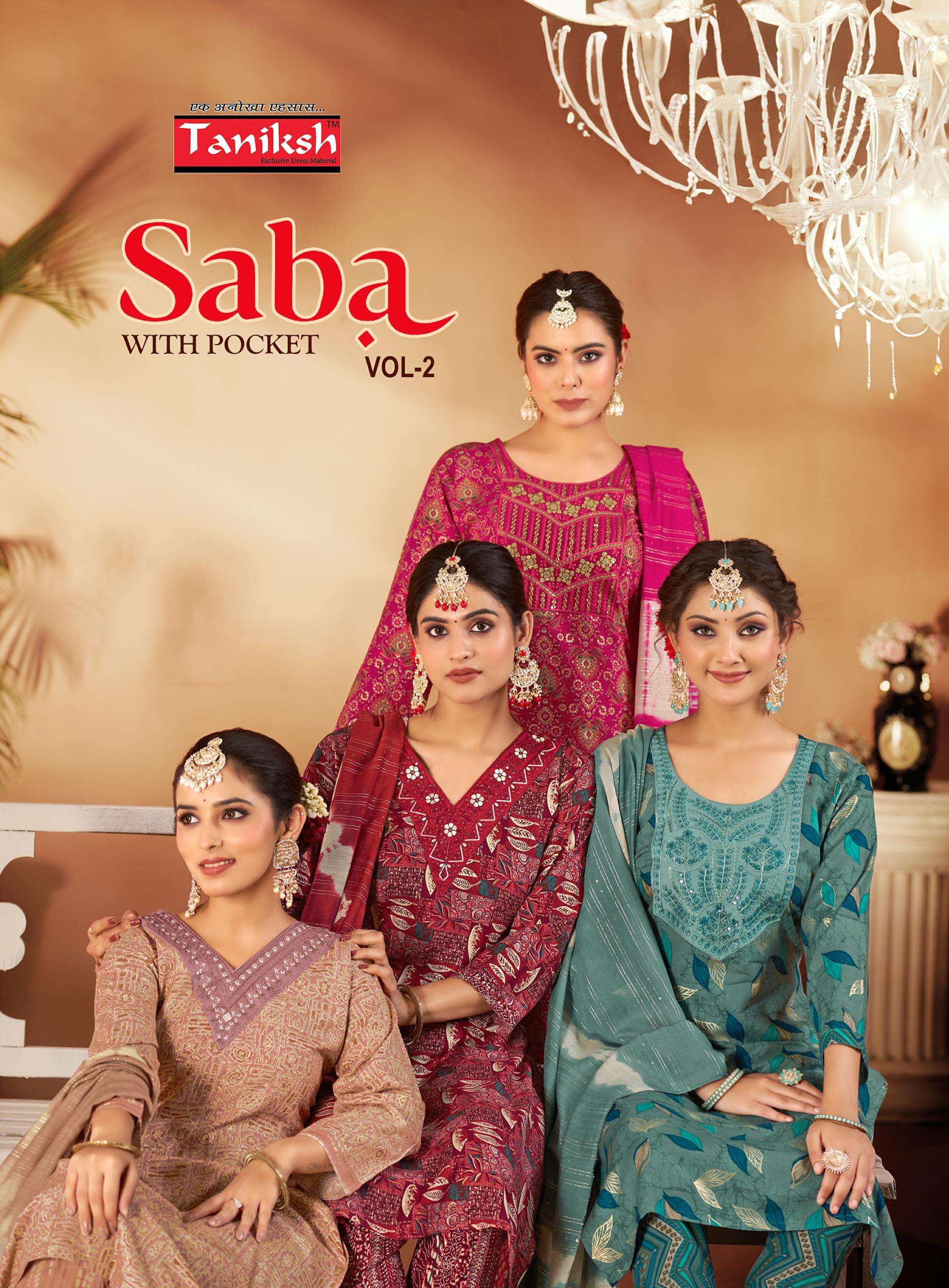 SABA VOL-2 TANIKSH 2001 TO 2008 SERIES RAYON PRINT WORK READYMADE DRESSES