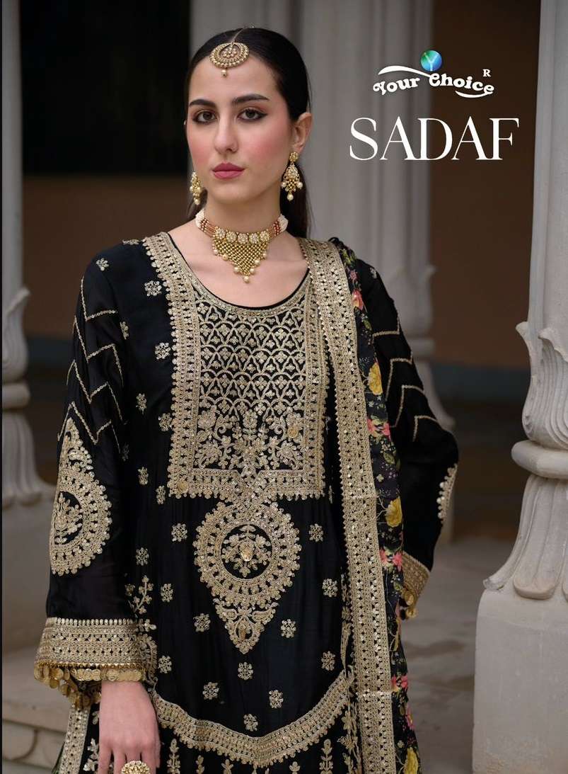 SADAF BY YOUR CHOICE 6001 & 6002 SERIES PURE CHINON HEAVY WORK READYMADE DRESSES