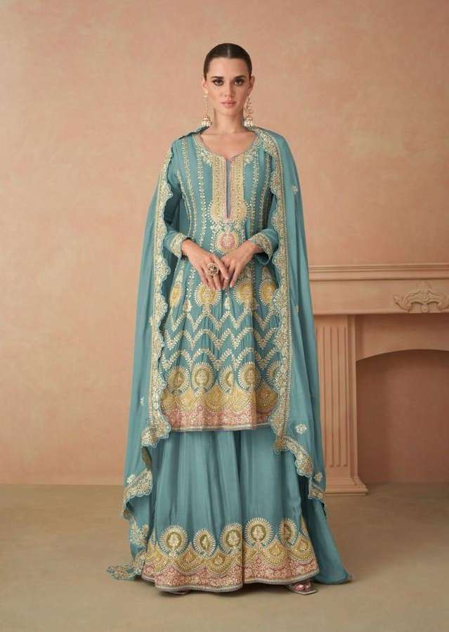 SAHIRA BY GULKAYRA 7438-A TO 7438-D SERIES REAL CHINON HEAVY WORK READYMADE DRESSES