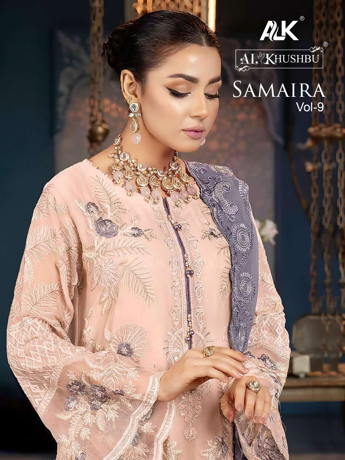 SAMAIRA VOL-9 BY AL KHUSHBU 5075 TO 5077 SERIES GEORGETTE EMBROIDERY WORK DRESSES