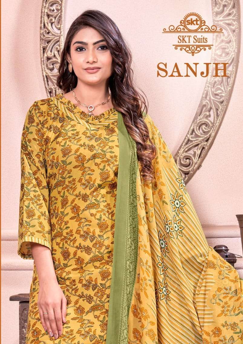 SANJH BY SKT SUITS 90001 TO 90012 SERIES PURE COTTON PRINT DRESSES