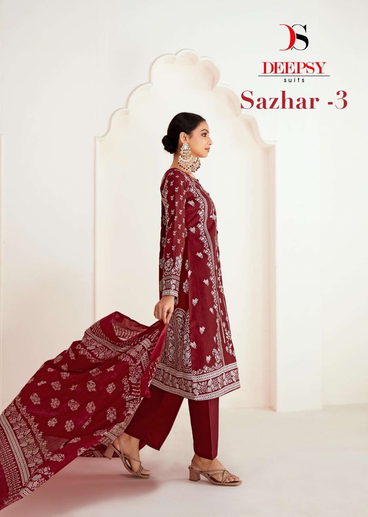 SAZHAR VOL-3 BY DEEPSY SUITS 30001 TO 30006 SERIES PURE COTTON WORK PAKISTANI DRESSES