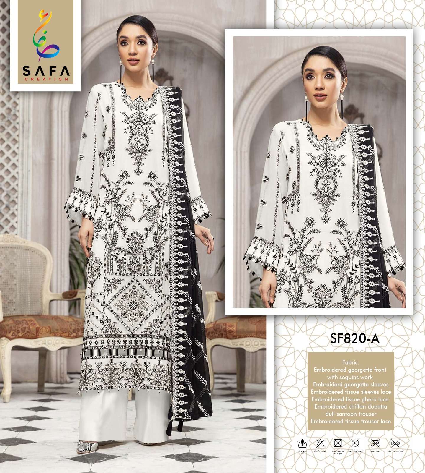 SF-820 COLOURS BY SAFA CREATION 820-A TO 820-D SERIES GEORGETTE WORK PAKISTANI DRESSES