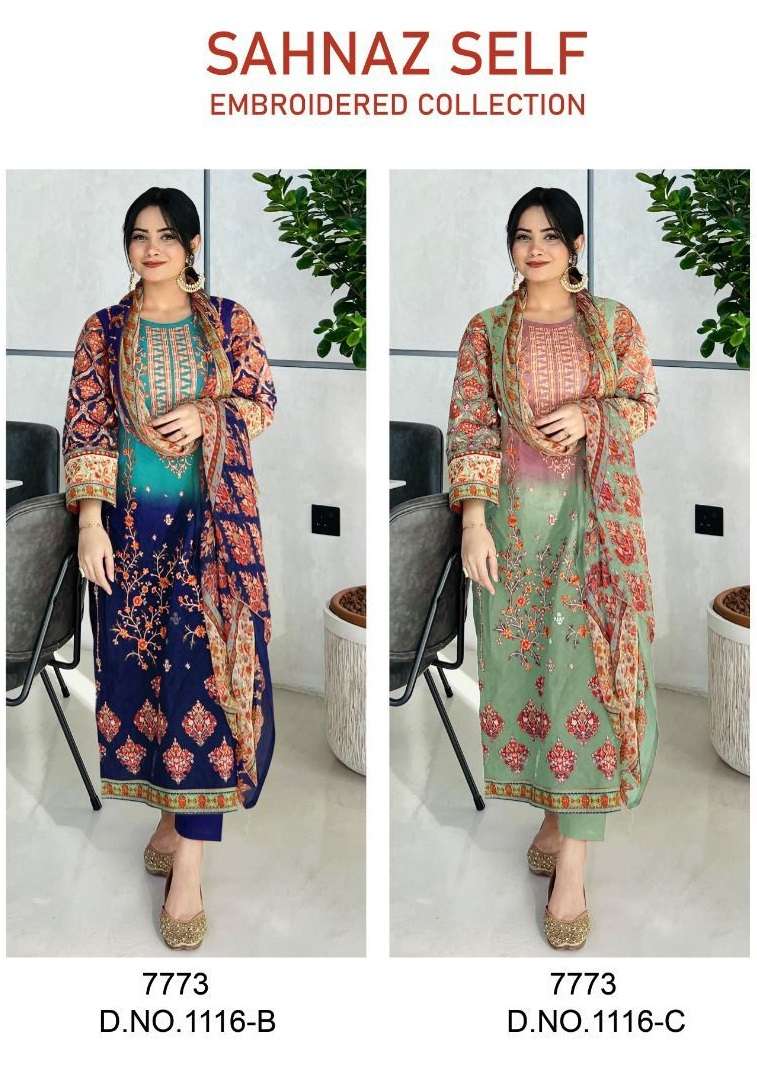 SHAHNAZ 1116-B & 1116-C SERIES BY MEHBOOB TEX COTTON EMBROIDERY WORK PAKISTANI DRESSES